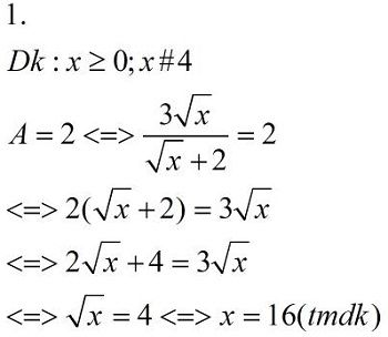 Cho biểu thức A. Rút gọn biểu thức A. Tìm x để A = 2. Tìm x nguyên để A là số nguyên