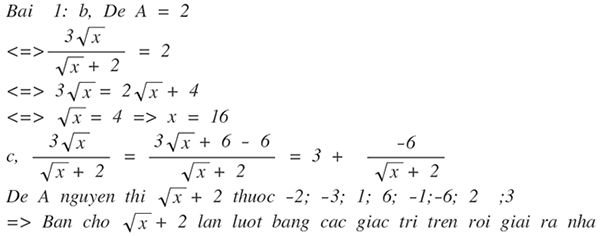 Cho biểu thức A. Rút gọn biểu thức A. Tìm x để A = 2. Tìm x nguyên để A là số nguyên