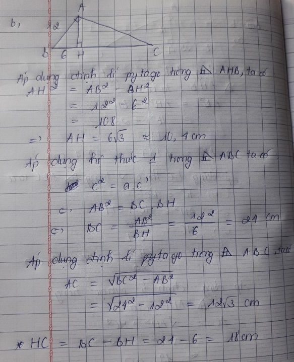Cho tam gi&aacute;c ABC vu&ocirc;ng tại A, đường cao AH. Cho AH = 16, BH = 25. T&iacute;nh AB, AC, BC, CH