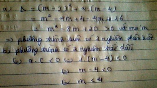 Chứng tỏ phương trình luôn có nghiệm với mọi m