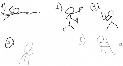 Vẽ 5 dáng người đang hoạt động