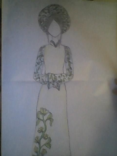 Vẽ tranh áo dài họa tiết hoa văn thời Trần