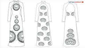 Vẽ tranh áo dài họa tiết hoa văn thời Trần