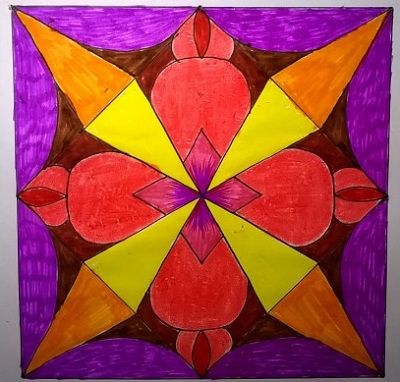 Vẽ trang trí họa tiết hình vuông đơn giản