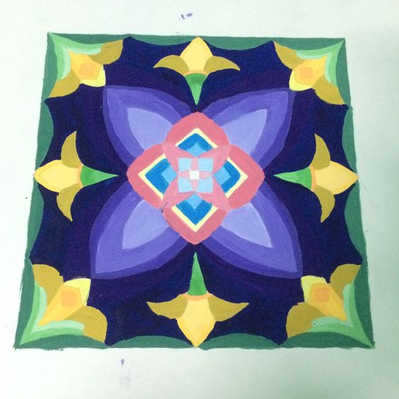 Vẽ trang trí họa tiết hình vuông đơn giản