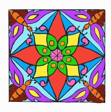 Vẽ trang trí họa tiết hình vuông đơn giản