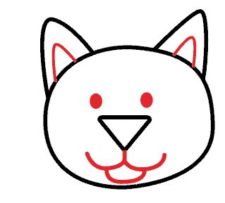 Bước 3: Hoàn thiện các chi tiết trên khuôn mặt mèo