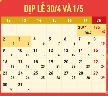 Lịch nghỉ lễ 30/04, 01/05 năm 2022: Nghỉ 4 ngày liên tiếp