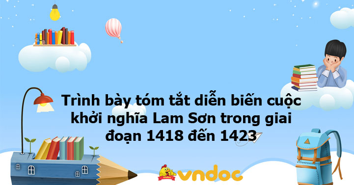 Trình bày tóm tắt diễn biến cuộc khởi nghĩa Lam Sơn trong giai đoạn ...