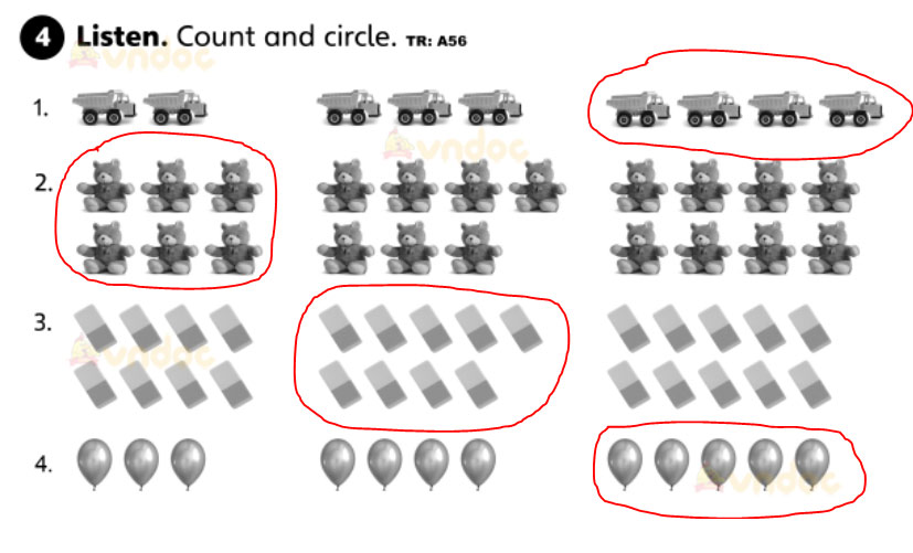 Giải Tiếng Anh lớp 1 Review Units 1 - 4 trang 33 SBT