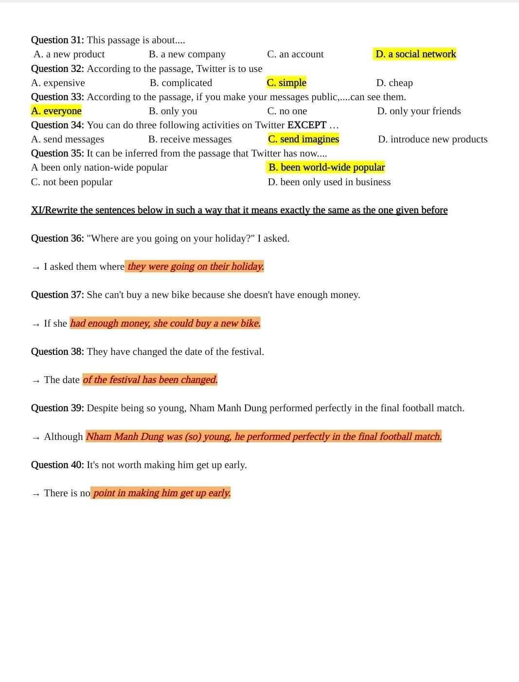 Đề thi tuyển sinh vào lớp 10 môn tiếng Anh Quảng Ninh