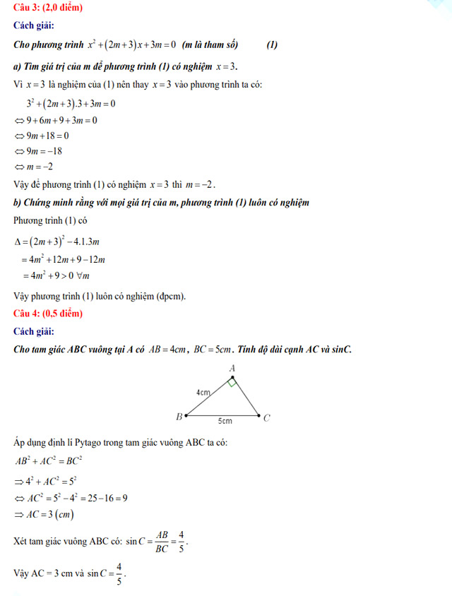 Đáp án đề thi vào lớp 10 môn Toán - THPT Chuyên Nguyễn Tất Thành 2022