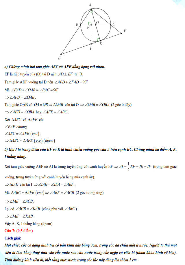 Đáp án đề thi vào lớp 10 môn Toán - THPT Chuyên Nguyễn Tất Thành 2022