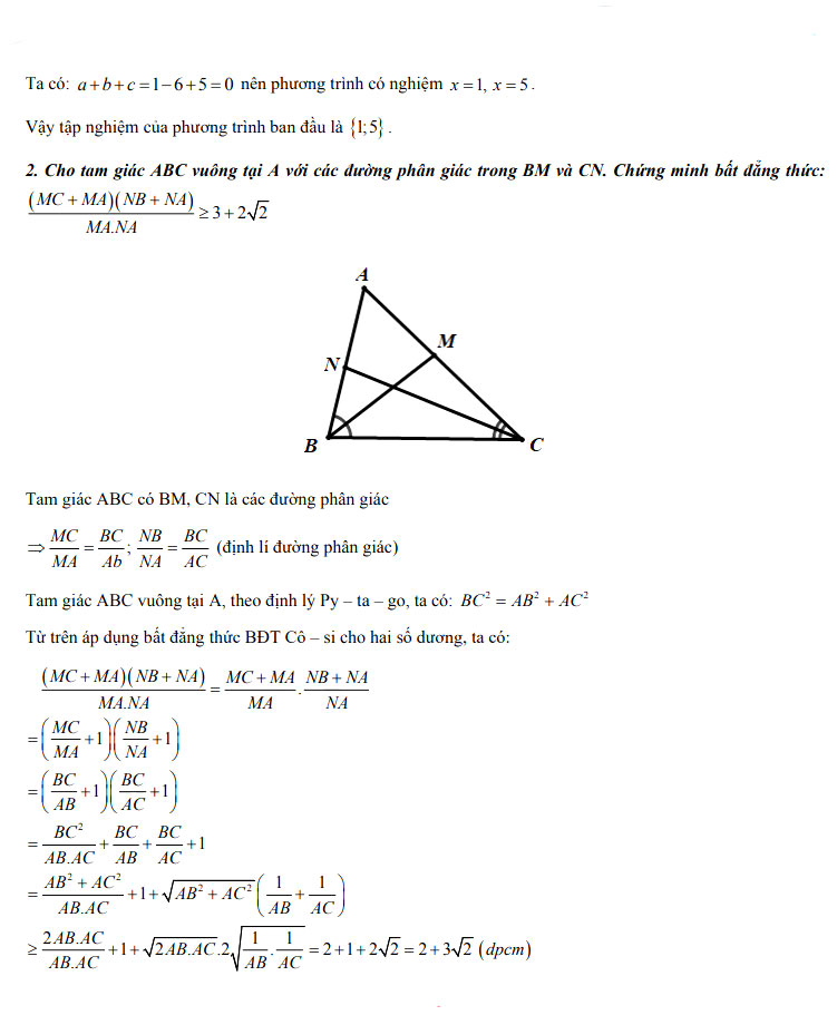Đáp án đề thi vào 10 môn Toán Điện Biên 2022