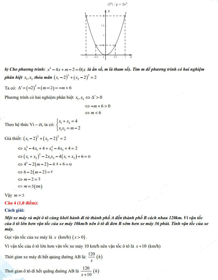 Đáp án đề thi vào 10 môn Toán Vĩnh Long 2022