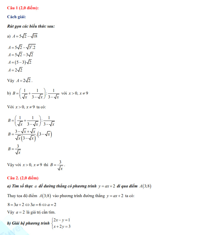 Đề thi Toán vào lớp 10 Hà Tĩnh