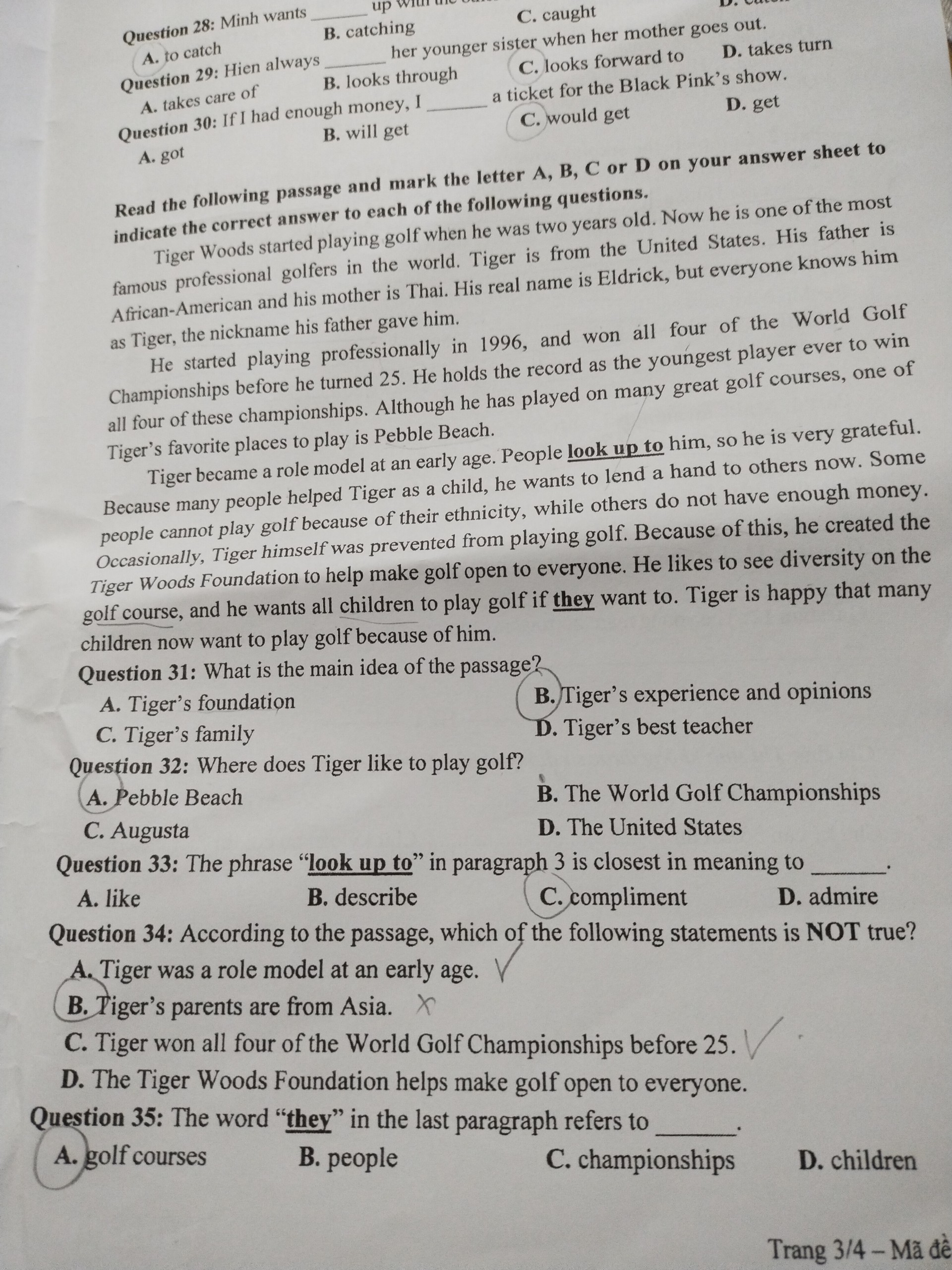 Đáp án đề thi vào lớp 10 môn Anh Cần Thơ năm 2022