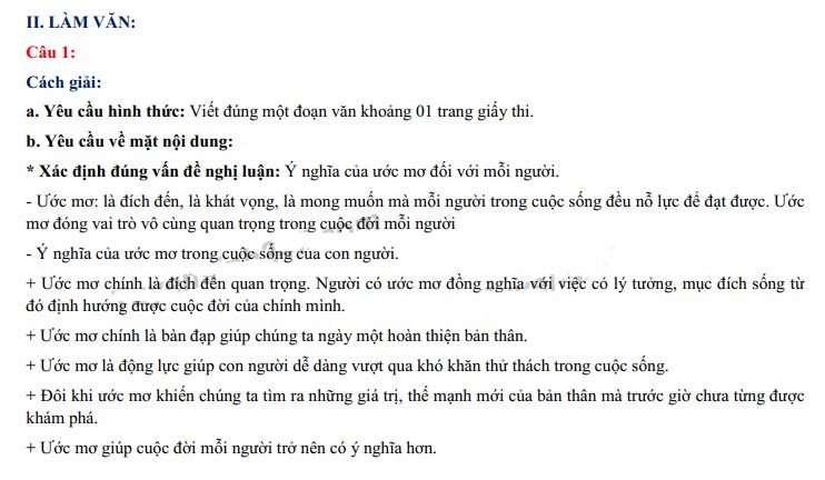 Đáp án đề thi tuyển sinh lớp 10 môn Ngữ văn tỉnh Bà Rịa - Vũng Tàu 2022