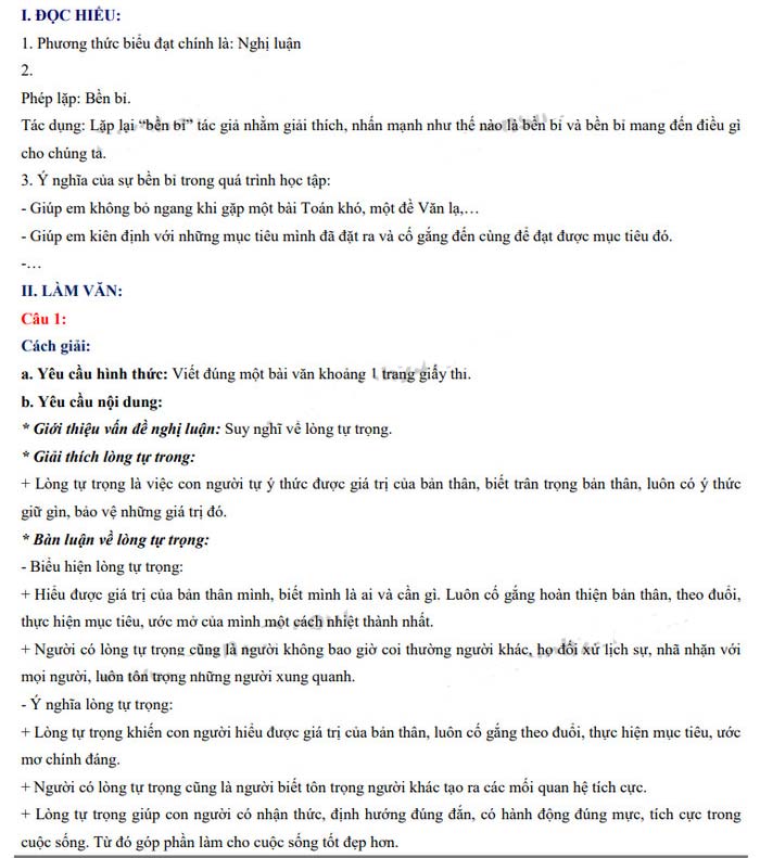 Đáp án đề thi tuyển sinh lớp 10 môn Ngữ văn tỉnh Tây Ninh 2022