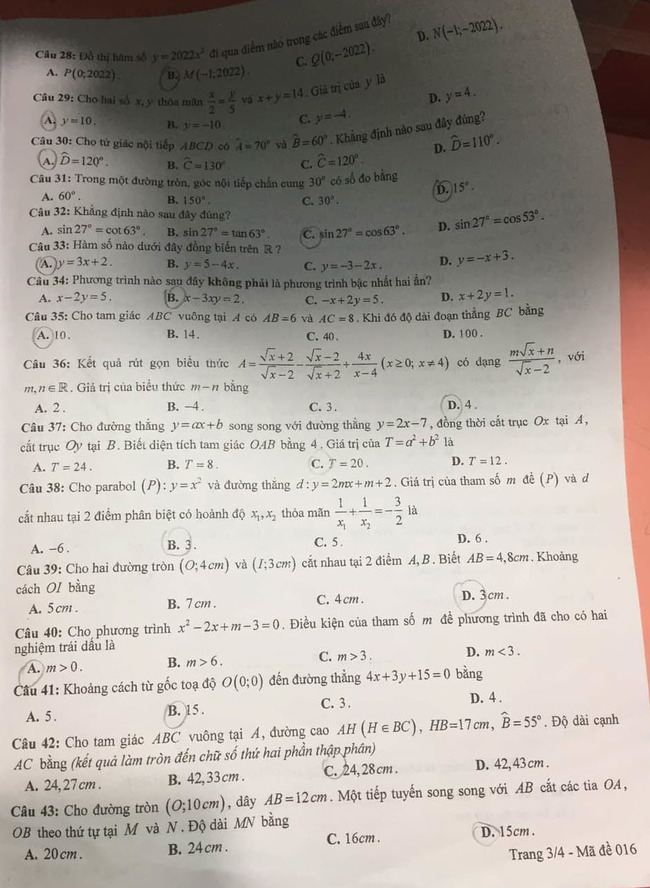 Đề thi vào 10 môn Toán Yên Bái 2022 trang 3