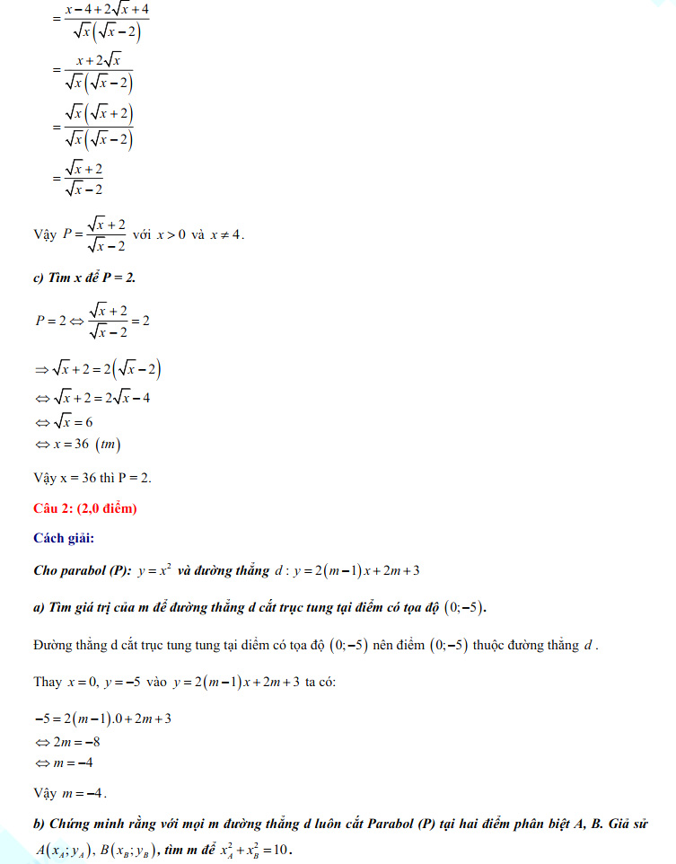 Đáp án Toán vào 10 Phú Thọ