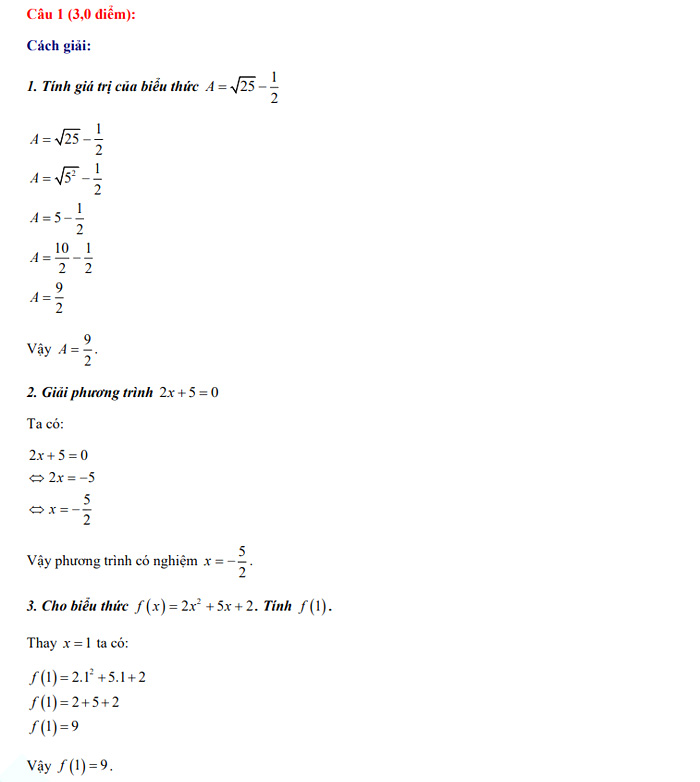 Đáp án đề thi tuyển sinh lớp 10 môn Toán tỉnh Kon Tum năm 2022
