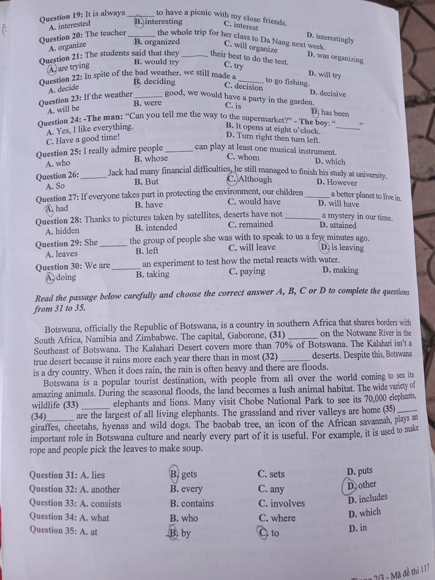 Đề thi tuyển sinh vào lớp 10 môn tiếng Anh Tuyên Quang