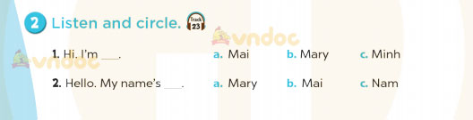 Tiếng Anh lớp 3 Unit 2 Lesson 3 Our names