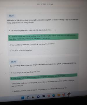 Đáp án trắc nghiệm tập huấn môn TNXH lớp 3 CTST