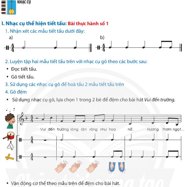 Nhạc cụ trang 8, 9 SGK Âm nhạc 7 CTST