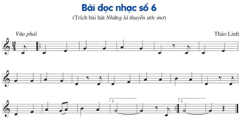 Đọc nhạc: Bài đọc nhạc số 6 SGK Âm nhạc 6 CD