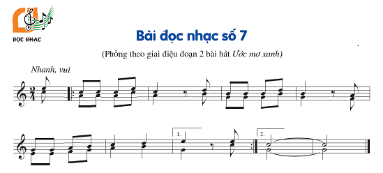 Đọc nhạc: Bài đọc nhạc số 7 SGK Âm nhạc 6 CD