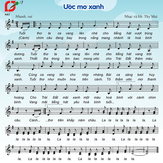 Hát: Ước mơ xanh SGK Âm nhạc 6 CD