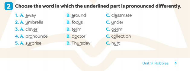 Giải SBT Tiếng Anh 7 Global Success Unit 1 Pronunciation