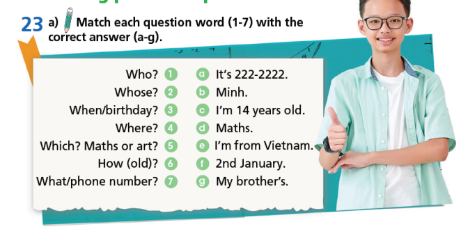 Tiếng Anh 7 Welcome back trang 10 11