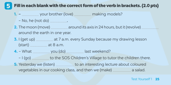 Giải SBT Tiếng Anh 7 Global Success Test Yourself 1