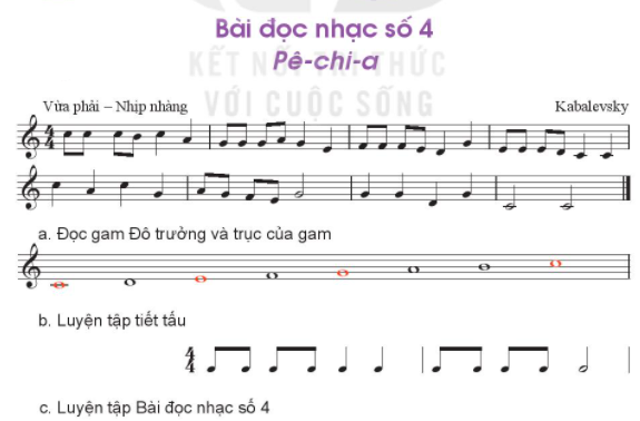 Đọc nhạc: Bài đọc nhạc số 4 SGK Âm nhạc 6 KNTT