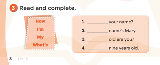 Sách bài tập Tiếng Anh 3 Unti 2 Our names