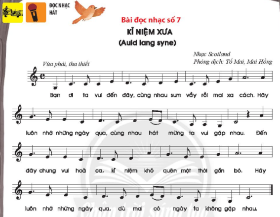 Đọc nhạc - hát: Bài đọc nhạc số 7 - Kỉ nệm xưa SGK Âm nhạc 6 CTST