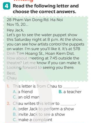 Tiếng Anh 7 Unit 4 Skills 2