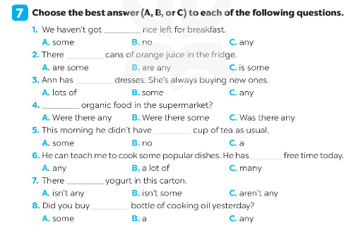 Giải SBT Tiếng Anh 7 Global Success Unit 5 Vocabulary & Grammar