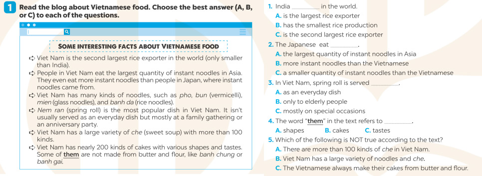 Giải SBT Tiếng Anh 7 Global Success Unit 5 Reading