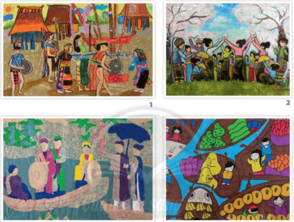 Tạo bức tranh đề tài lễ hội quê hương - trang 45 SGK Mĩ thuật lớp 6 Chân trời sáng tạo