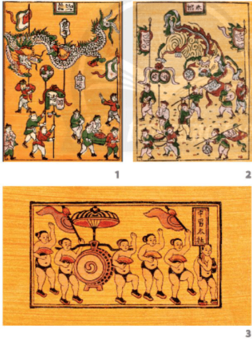 Tìm hiểu đề tài "lễ hội" trong tranh dân gian Đông Hồ - trang 46 SGK Mĩ thuật lớp 6 Chân trời sáng tạo