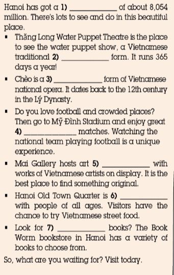 Giải sách bài tập Tiếng Anh 7 Right On Unit 3 Arts & Music