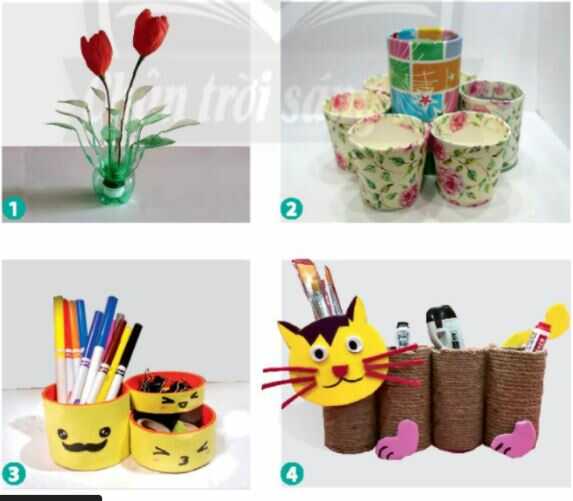 Khám phá sản phẩm từ các vật liệu đã qua sử dụng - trang 59 SGK Mĩ thuật lớp 6 CTST