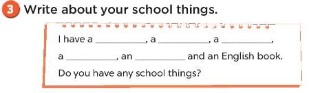 Sách bài tập Tiếng Anh 3 Unit 8 My school things