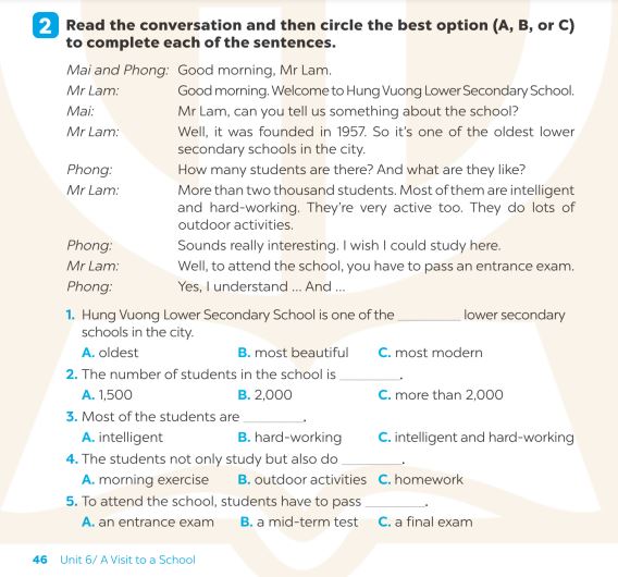 Giải SBT Tiếng Anh 7 Global Success Unit 6 Reading