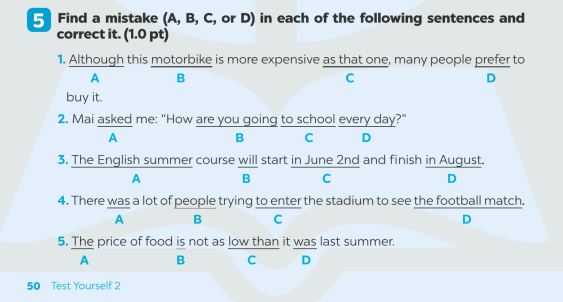 Giải SBT Tiếng Anh 7 Global Success Test Yourself 2