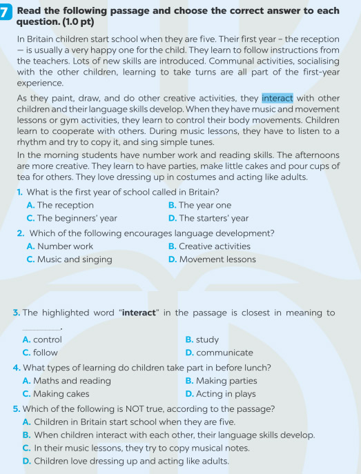 Giải SBT Tiếng Anh 7 Global Success Test Yourself 2